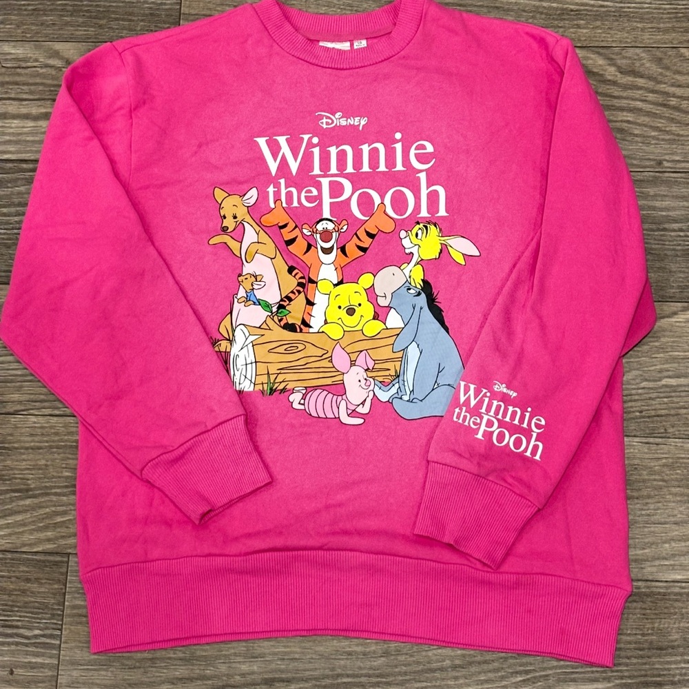 Disney Winnie the Pooh Pink Crewneck Sweatshirt Size Large Tigger Piglet Eeyore